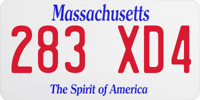 MA license plate 283XD4