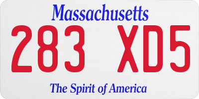 MA license plate 283XD5