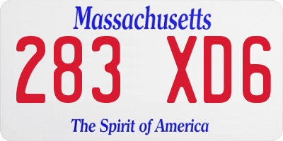 MA license plate 283XD6