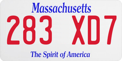 MA license plate 283XD7