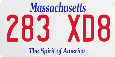 MA license plate 283XD8