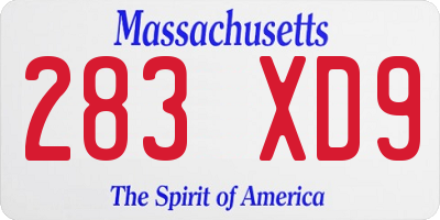 MA license plate 283XD9