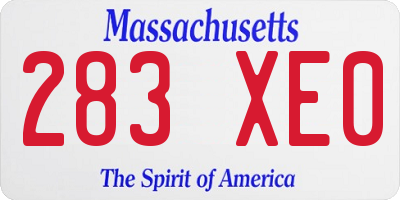 MA license plate 283XE0