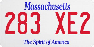 MA license plate 283XE2