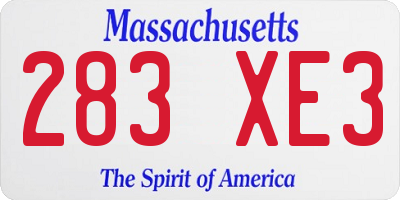MA license plate 283XE3