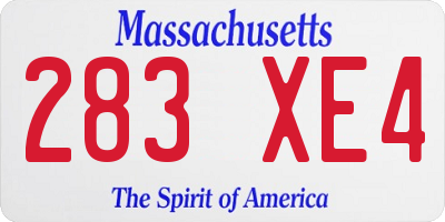 MA license plate 283XE4