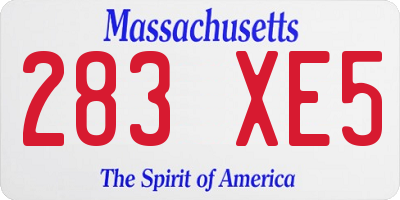MA license plate 283XE5
