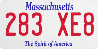 MA license plate 283XE8