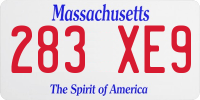 MA license plate 283XE9