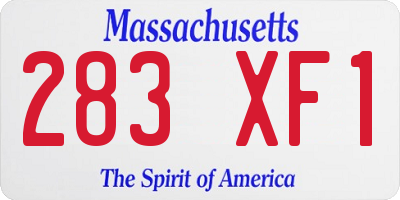 MA license plate 283XF1