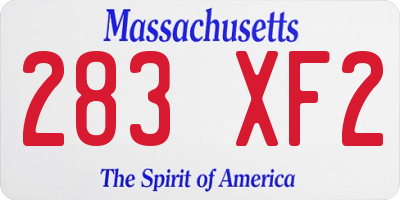 MA license plate 283XF2