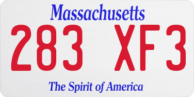 MA license plate 283XF3