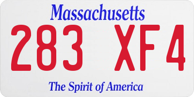 MA license plate 283XF4