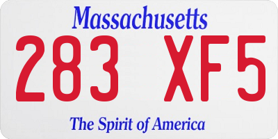 MA license plate 283XF5