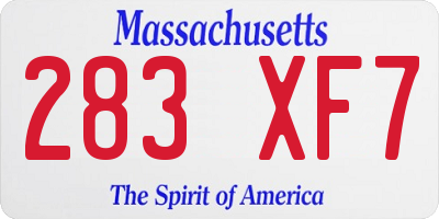 MA license plate 283XF7