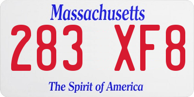 MA license plate 283XF8