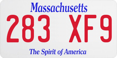 MA license plate 283XF9