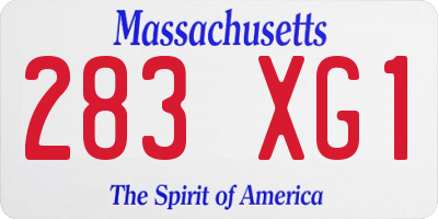 MA license plate 283XG1