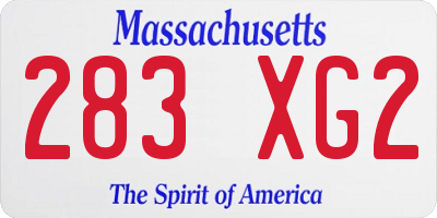 MA license plate 283XG2