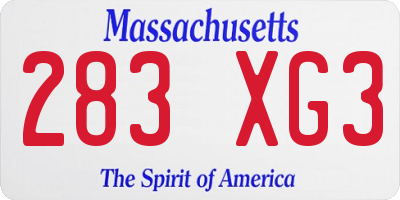 MA license plate 283XG3