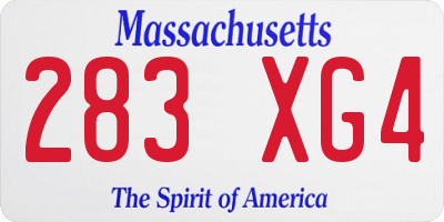 MA license plate 283XG4