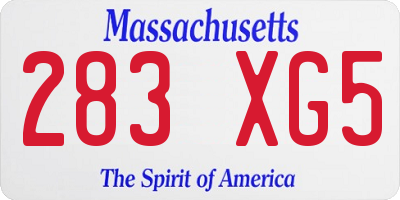 MA license plate 283XG5