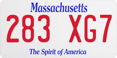 MA license plate 283XG7