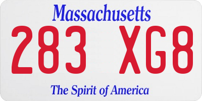 MA license plate 283XG8