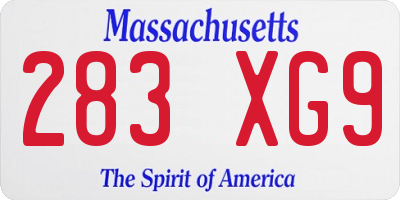 MA license plate 283XG9