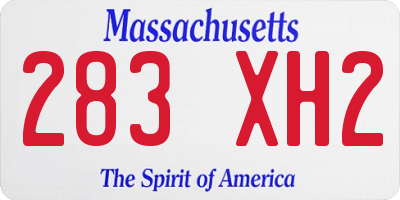 MA license plate 283XH2
