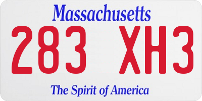 MA license plate 283XH3