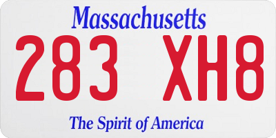 MA license plate 283XH8