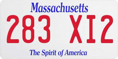 MA license plate 283XI2