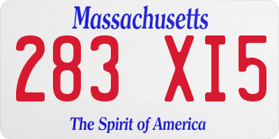 MA license plate 283XI5