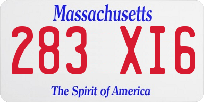 MA license plate 283XI6
