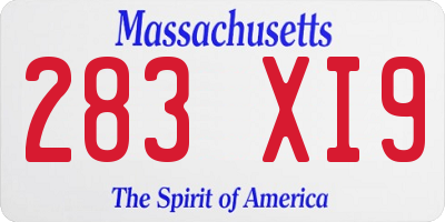 MA license plate 283XI9