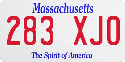 MA license plate 283XJ0