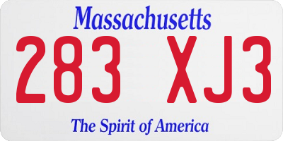 MA license plate 283XJ3