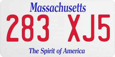 MA license plate 283XJ5