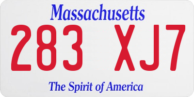 MA license plate 283XJ7