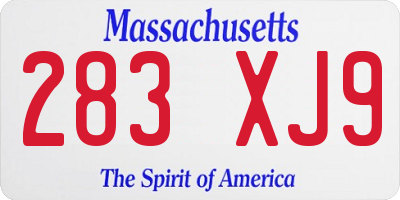 MA license plate 283XJ9