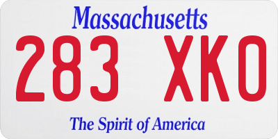 MA license plate 283XK0