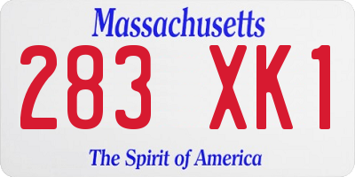 MA license plate 283XK1