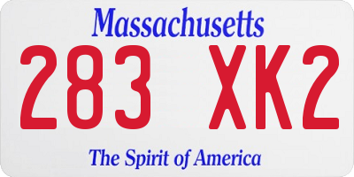 MA license plate 283XK2