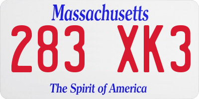 MA license plate 283XK3