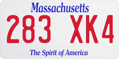 MA license plate 283XK4