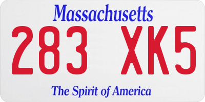 MA license plate 283XK5