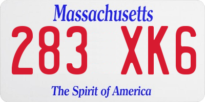 MA license plate 283XK6