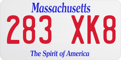 MA license plate 283XK8