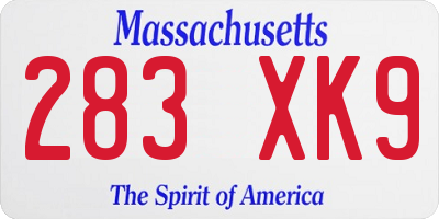 MA license plate 283XK9